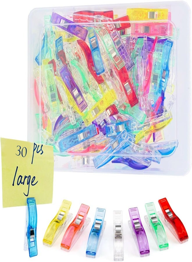 Jasol 30pcs Large Sewing Clips Fabric Clips Sewing Notions for Sewing Quilting Supplies Crafting Tools Jumbo Quilt Clips, Multipurpose Plastic Clips Multi Colors Craft Clips Quilting Accessories - Image 1